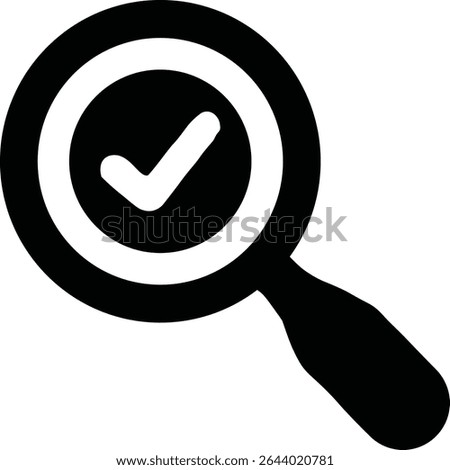 Vector Magnifying Glass with Check Mark Symbol for Verified Search or Approval