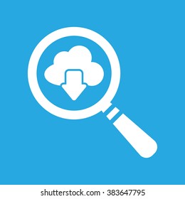 vector magnifying glass cloud computing download icon on a blue background
