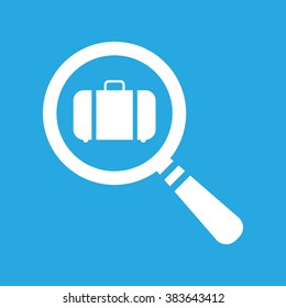 vector magnifying glass with flat portfolio briefcase icon on a blue background