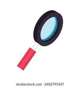 Vector magnifying glass in flat style on white background.