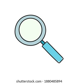 Vector magnifying glass icon in cartoon style. Search symbol.