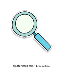 Icono de la lupa vectorial en estilo doodle. Etiqueta de búsqueda.