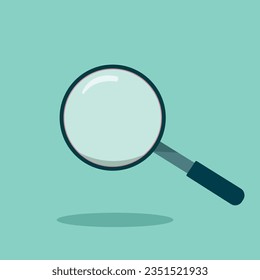 Vector magnifying glass icon isolated on blue background