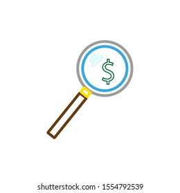 vector magnifying glass icon looking for money