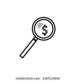 vector magnifying glass icon looking for money