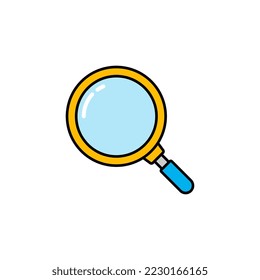 Icono de cristal de aumento vectorial en fondo blanco