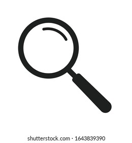 Icono de cristal de aumento vectorial con reflexión Aislado sobre fondo blanco.
