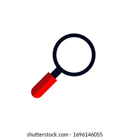 Vector magnifying glass icon with reflection on white background