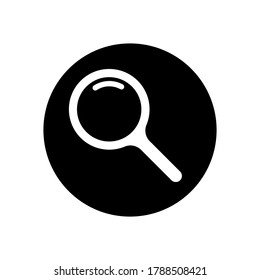 Vector Magnifying Glass Icon with Reflection. Black and White Flat Icon. Search Symbol. Find Sign. Black Line Icon. Circle Button. Circle Icon.
