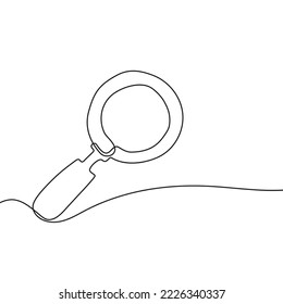 Vector magnifying glass icon in sketch style. Search symbol. Continuous line, editable contour.