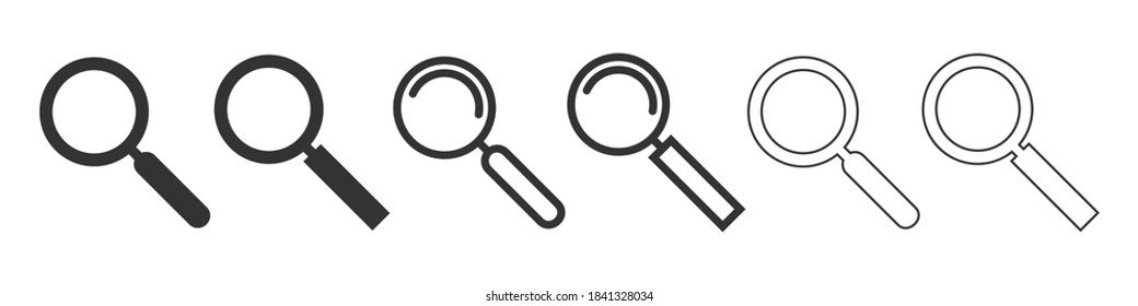 Vector magnifying glass icons. Vector illustration. Loop icons set isolated. Search concept