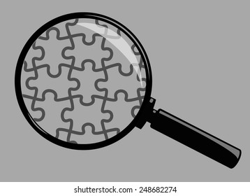 Vector Magnifying Glass Isolated on Grey Background