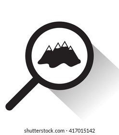 vector magnifying glass with mountain icon on white background