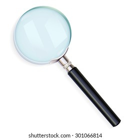 Vector magnifying glass on white background