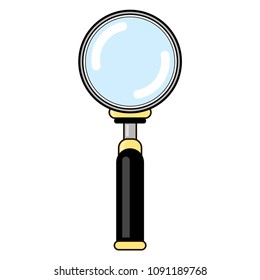 Vector Magnifying Glass with Reflection Isolated on White Background. Magnify Icon in Flat Style Design. Magnifier or Loupe Sign. Search Searching Looking For Research Information.