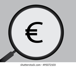 vector of magnifying glass showing eu money sign