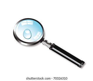 	Vector magnifying glass and water drop