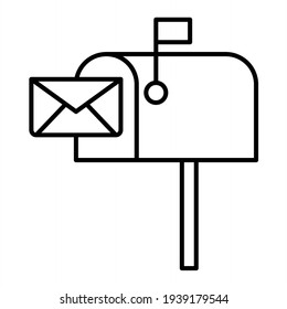 Mail letter box outline icon Royalty Free Vector Image