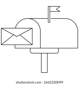 Diseño de icono de contorno de buzón de correo de Vector