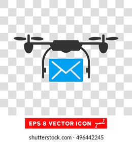 Vector Mail Delivery Drone EPS vector pictograph. Illustration style is flat iconic bicolor blue and gray symbol on a transparent background.