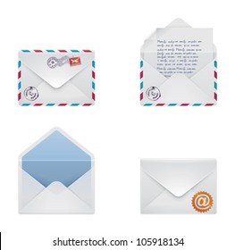 Vector Mail Envelope And Letter Icon Set
