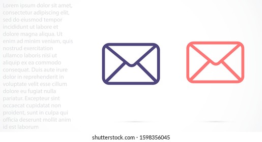 Vector Mail icon flat letter icon on transparent background. message Vector Mail icon envelope illustration Mail send letter isolated.Vector Mail illustration isolated  