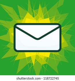 Vector Mail icon with green shining background