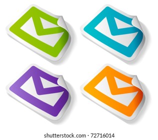 Vector mail icon on sticker set. Transparent shadow easy replace background and edit colors.