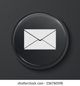 Vector mail modern black glass circle icon. Eps10
