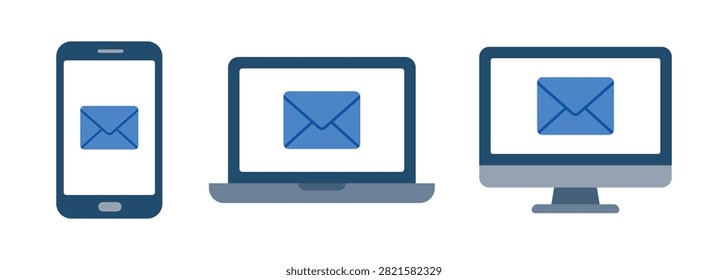 Vector Mail On Mobile Icon Set