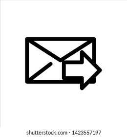 Vector mail outline web icon. black symbol with flat line style icon for web site design, logo, app, UI isolated on white background