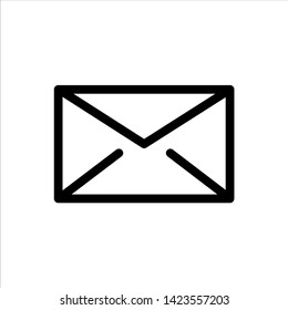 Vector mail outline web icon. black symbol with flat line style icon for web site design, logo, app, UI isolated on white background