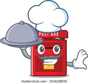 vector mailbox with a the chef holding food mascot