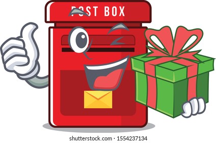vector mailbox with a the holding gift mascot