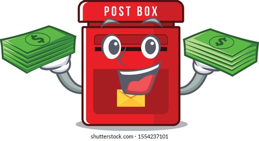 vector mailbox with a the holding money mascot