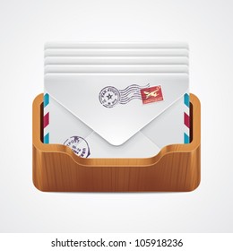 Vector mailbox with mail envelopes icon