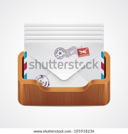 Vector mailbox with mail envelopes icon