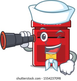 vector mailbox with a the sailor holding binocular mascot