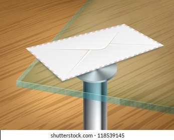 Vector mailing envelope on a glass table modern.