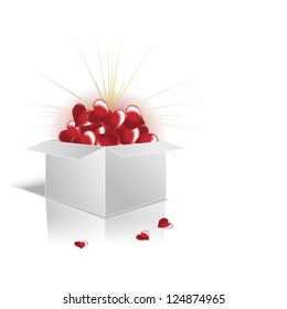 Vector mail-order box with hearts