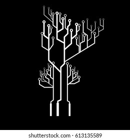 vector mainboard tree line icon design