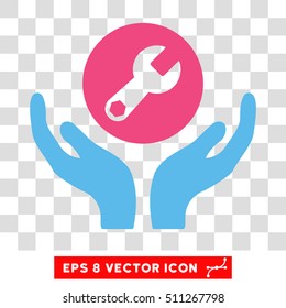 Vector Maintenance Wrench EPS vector icon. Illustration style is flat iconic bicolor pink and blue symbol on a transparent background.