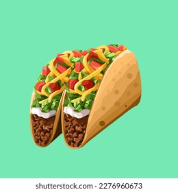 Vector makanan khas meksiko taco, vector taco, food street meksiko. 