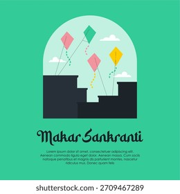 vector makar sankranti poster template