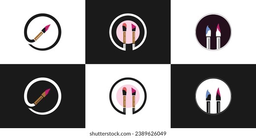 Vector makeup beauty logo design with lips and stick concept