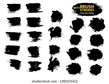 Vector make-up cosmetic mascara brush stroke texture design. Large set different grunge brush strokes. Dirty artistic design elements isolated on white background. Black ink vector brush strokes