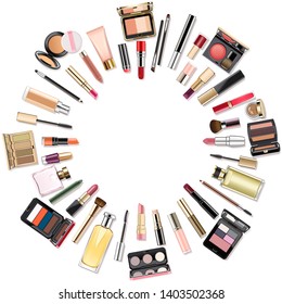 Vector Makeup Cosmetics Round Concept isolated on white background