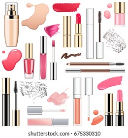 Vector Makeup Cosmetics with Smears