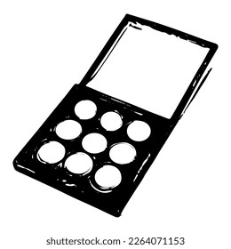 Vector makeup eyeshadow palette. Black and white. Use as illustration, clipart, element for artwork, graphic design, presentations, social media, blogs, interfaces, print, publications, marketing, etc