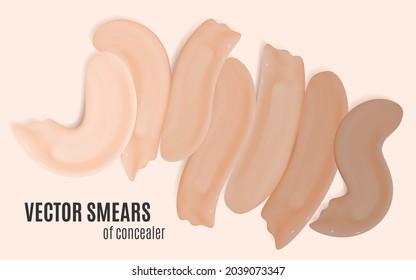 Vector Makeup Foundation Smudges. Liquid Concealer Splash. Paint Female Creme. Face Beauty Background. Color Foundation Smudges. Isolated Cosmetic Drops. Skin Care Gel. Foundation Smudges.